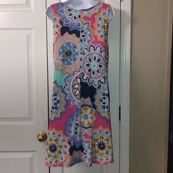 Jenny Boston mandala print sleeveless babydoll dress with pockets Sz XL - Picture 4 of 5